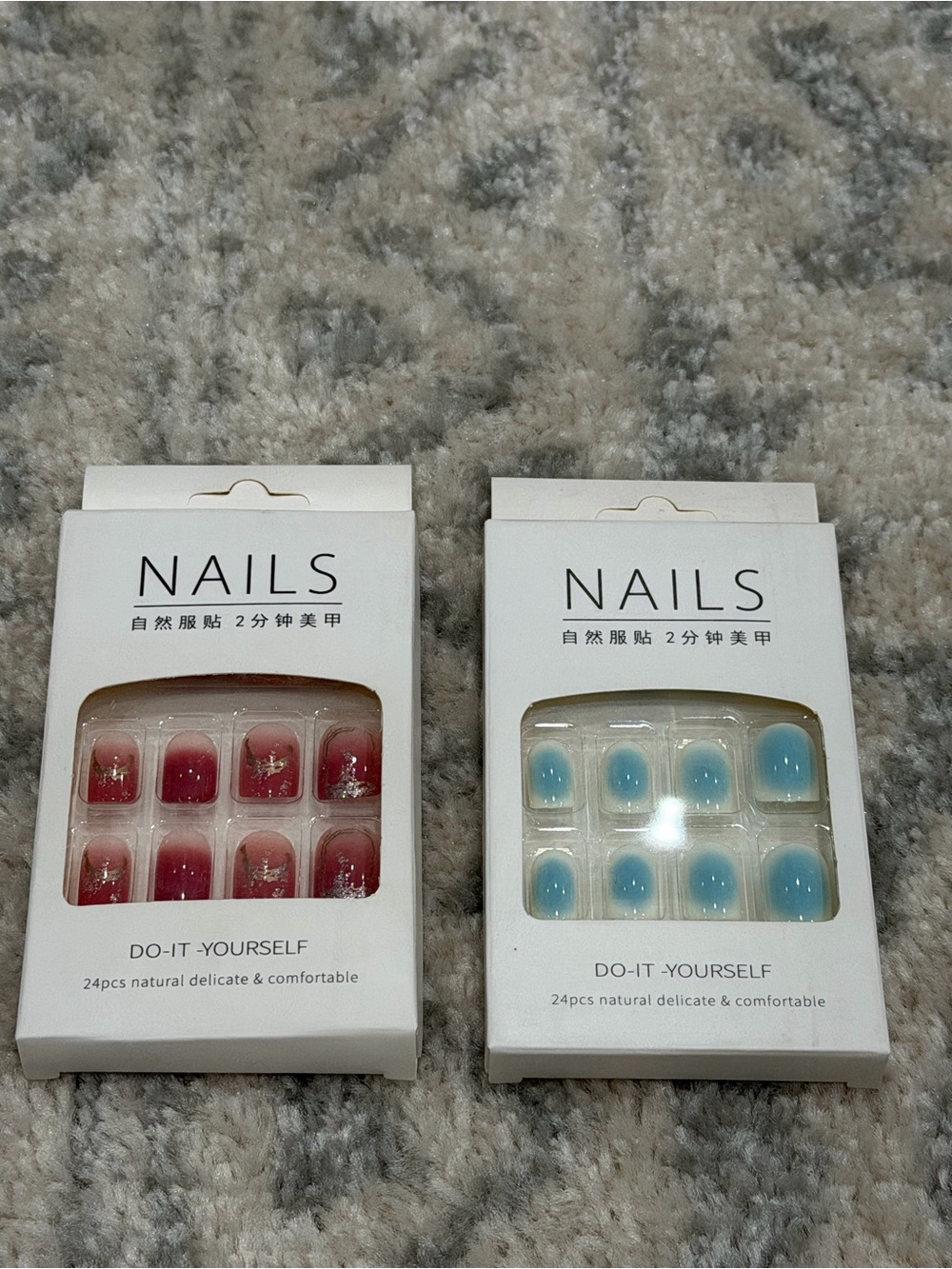 Set of 2 Boxes 48-Piece Press-On Nails – Assorted Designs as Pictured